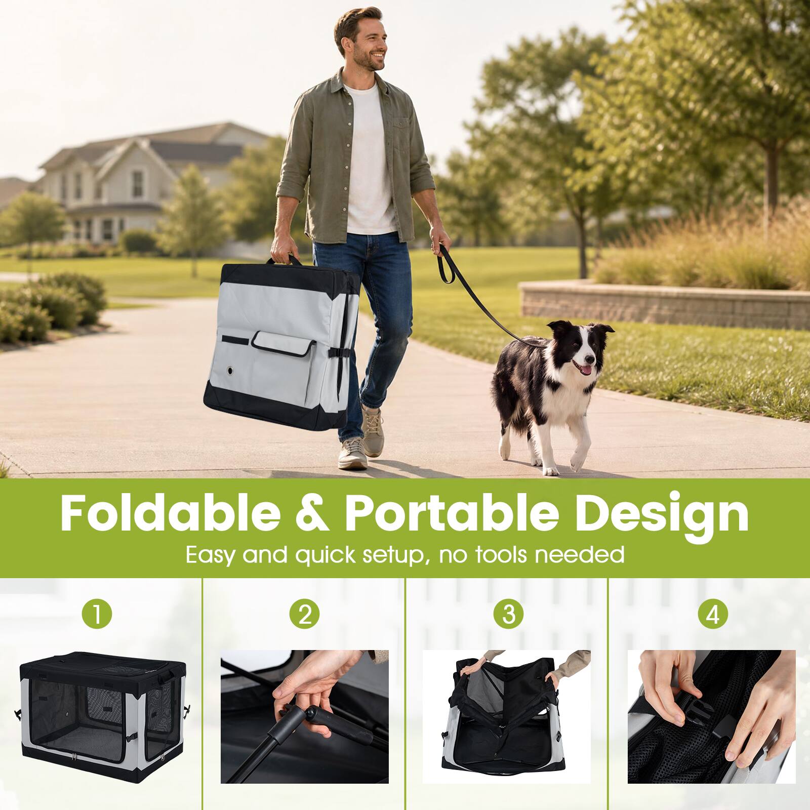 Foldable & Portable Design  
Easy and quick setup, no tools needed