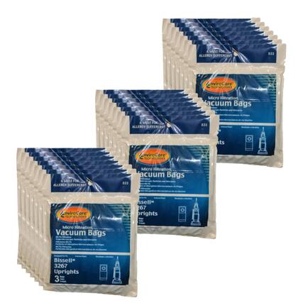 A MUST FOR ALLERGY SUFFERERS!!
833 EnviroCare TECHNOLOGIES Micro Filtration Vacuum Bags
A MUST FOR ALLERGY SUFFERERS!
833 EnviroCare TECHNOLOGIES Micro Filtration Vacuum Bags
Bissell 3267 Uprights Beg 3