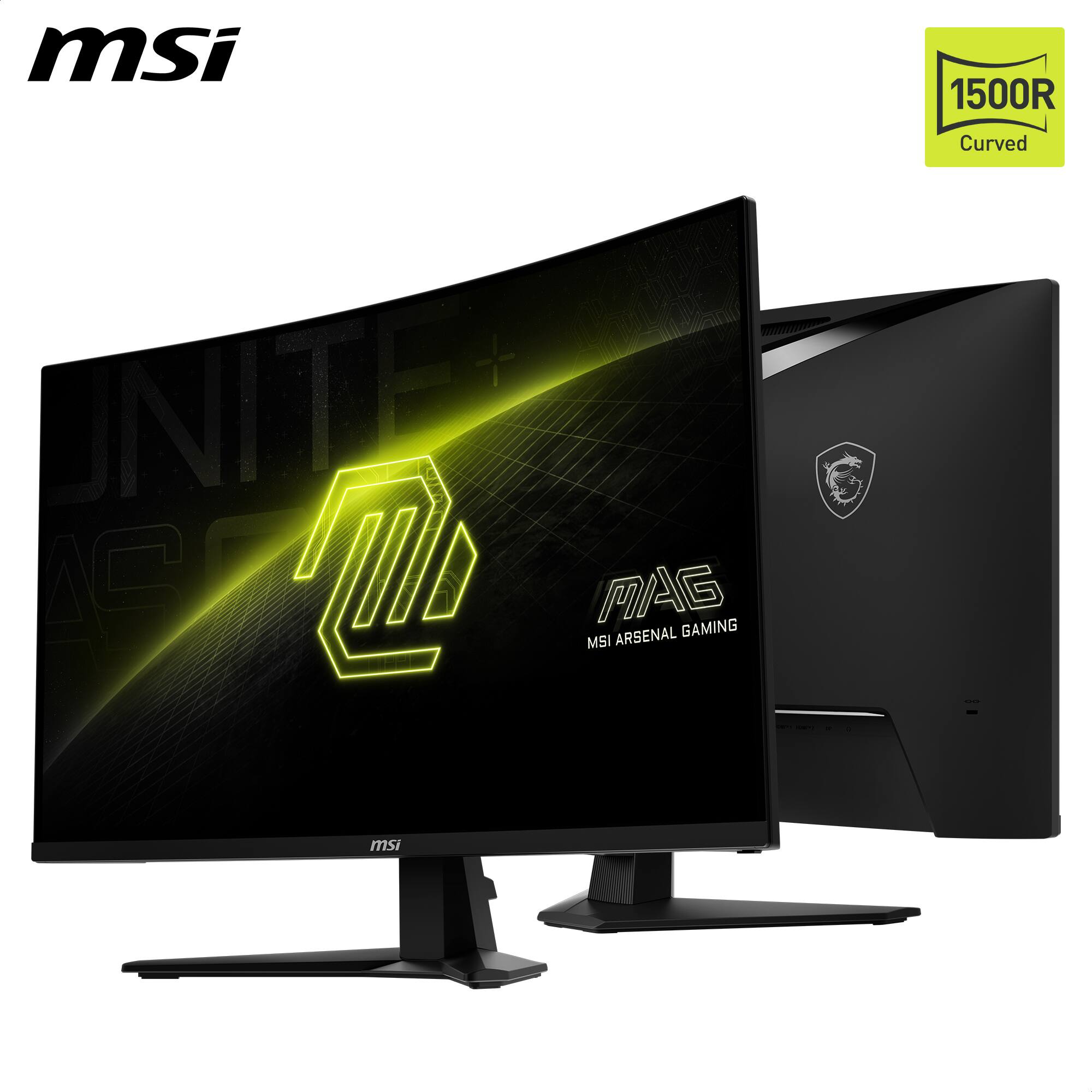 "MSI 1500R Curved + UNITE C MSI MAG ARSENAL GAMING."