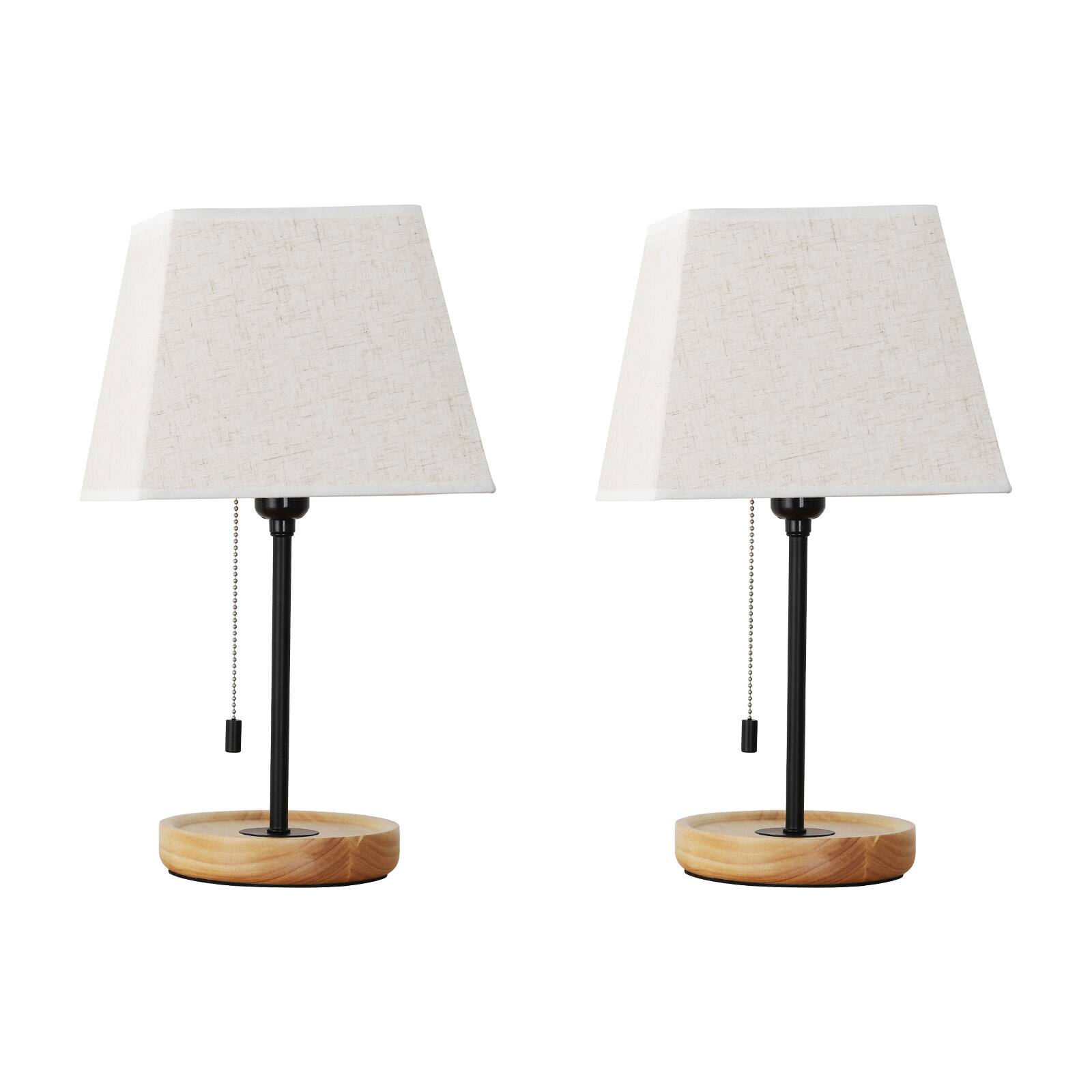 Alt View 2. Oumilen - Set of 2 Modern Bedroom Table Lamps Pull Chain Control Bedside Nightstand Lamps.