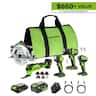 Greenworks - 24V 5pcs Combo, Drill/Driver+Impact Driver+Circular Saw+Oscillating Tool+Flashlight - Green