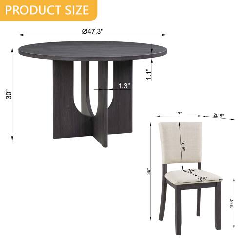 PRODUCT SIZE

- Diameter: 47.3"
- Height: 30"
- Thickness: 1.3"
- Seat Height: 1.1"
- Seat Depth: 17"
- Armrest Height: 20.5"
- Back Height: 16.8"
- Overall Height: 36"
- Seat Width: 16"
- Armrest Width: 16.5"
- Back Width: 19.3"