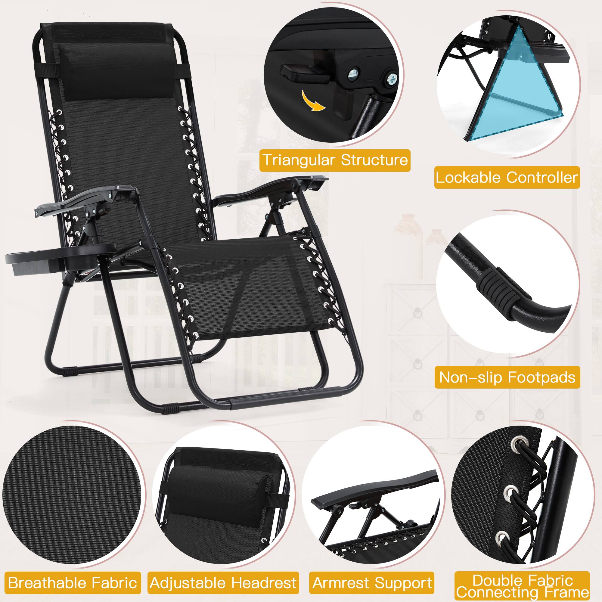 - Triangular Structure
- Lockable Controller
- Non-slip Footpads
- Breathable Fabric
- Adjustable Headrest
- Armrest Support
- Double Fabric Connecting Frame