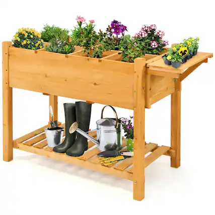 Front. Gymax - Gymax Raised Garden Bed Elevated Planter Box Kit w/8 Grids & Folding Tabletop - as pic.