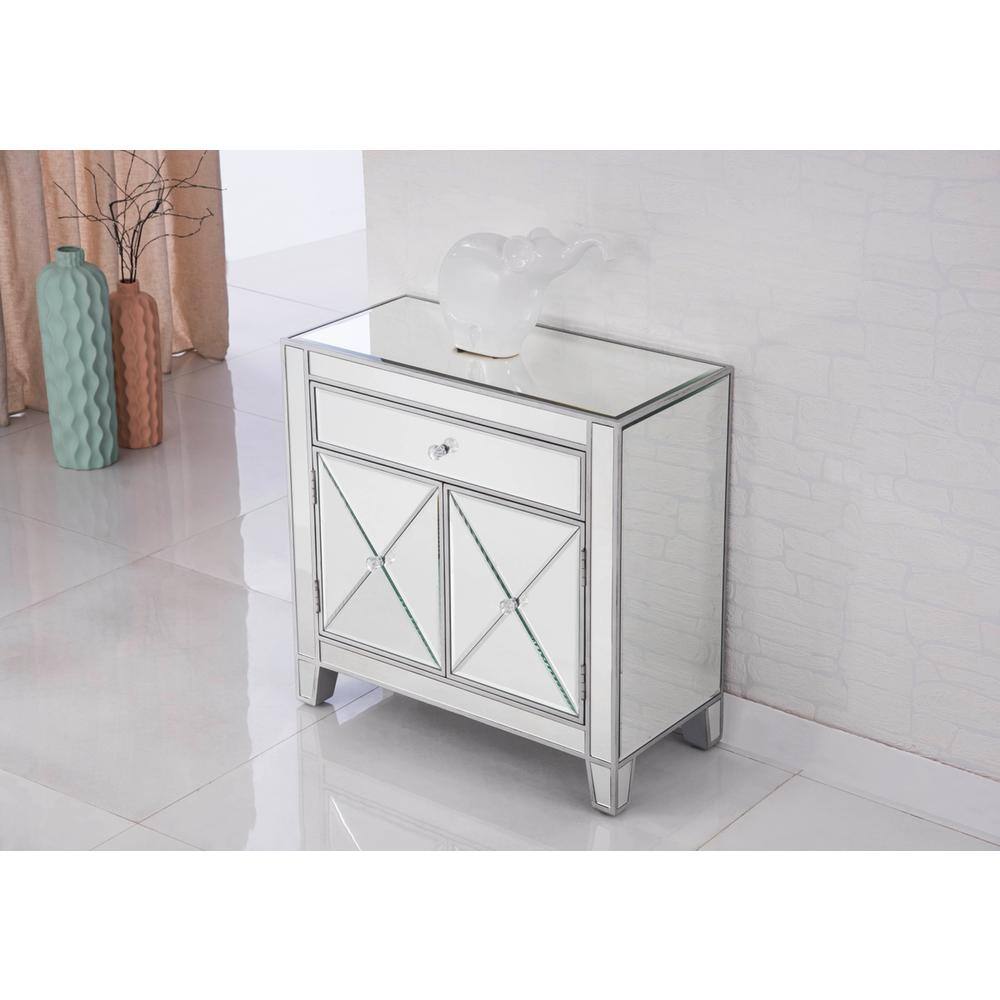 Alt View 4. Elegant Decor - 1 Drawer 2 Doors Cabinet 28 in. x 13-1/4 in. x 28-1/4 in. in silver paint - Silver.