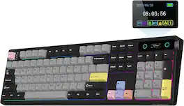 EPOMAKER - TH108 PRO Full Size Gasket Wireless Mechanical Keyboard with Screen & Knob (Sea Salt Silent Switch) - Black