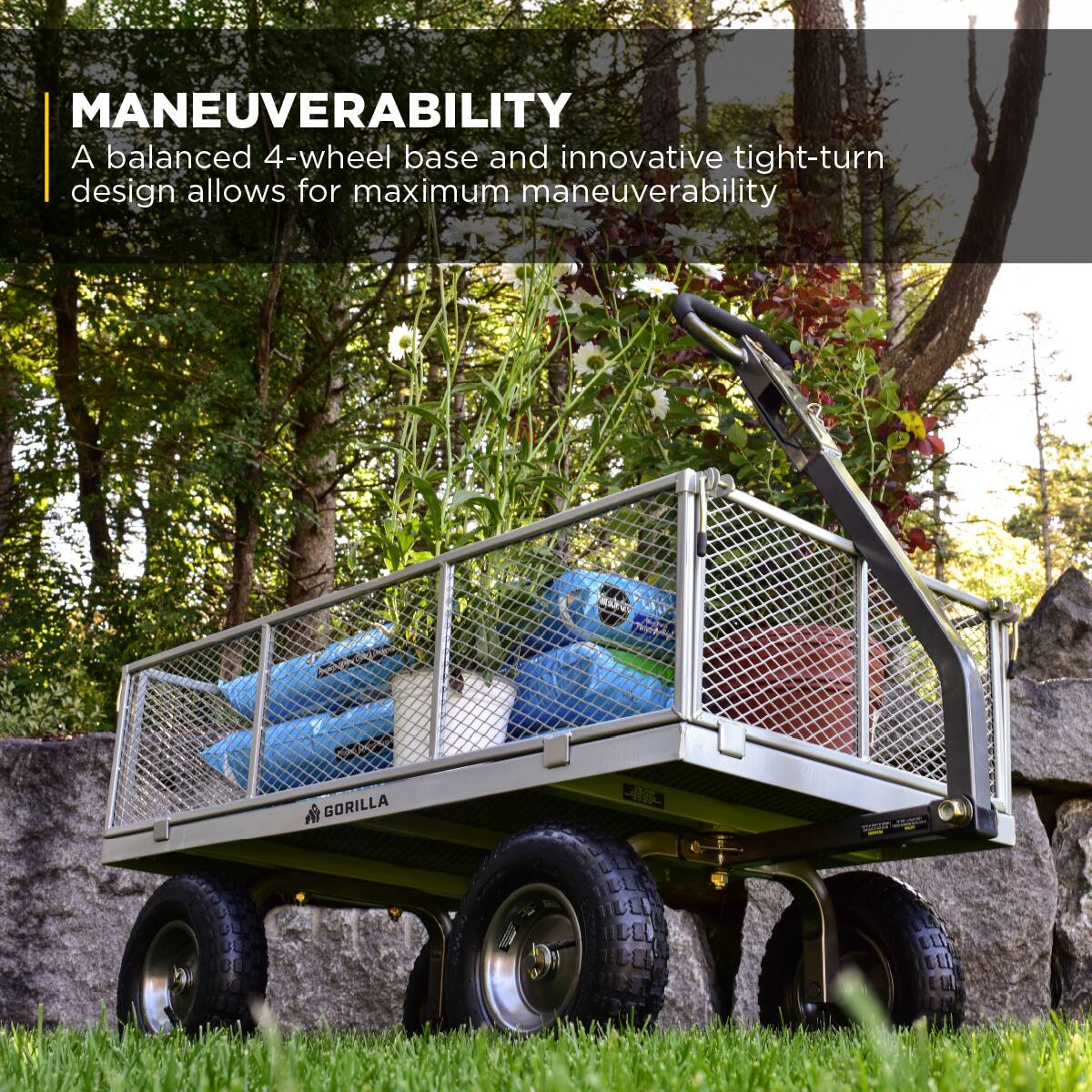 MANEUVERABILITY  
A balanced 4-wheel base and innovative tight-turn design allows for maximum maneuverability