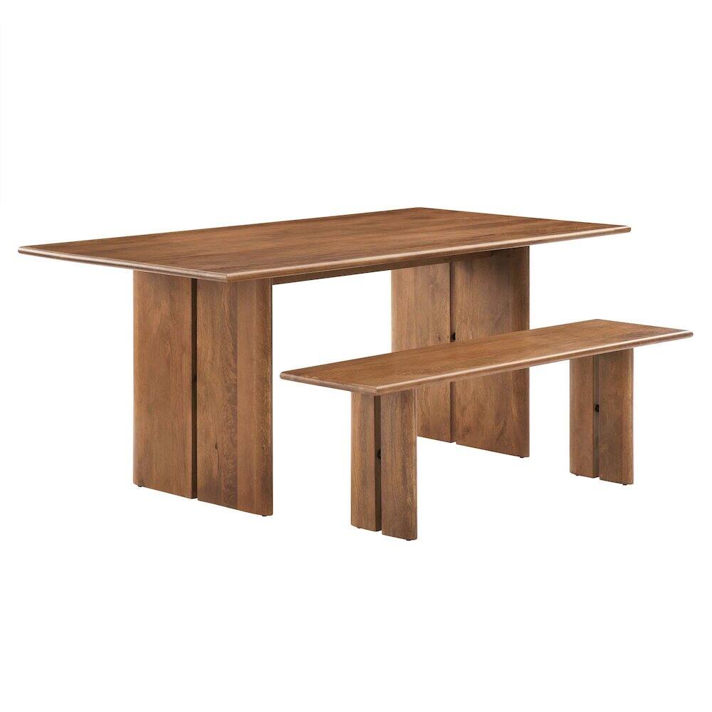 Modway - Amistad 72" Wood Dining Table and Bench Set - Brown