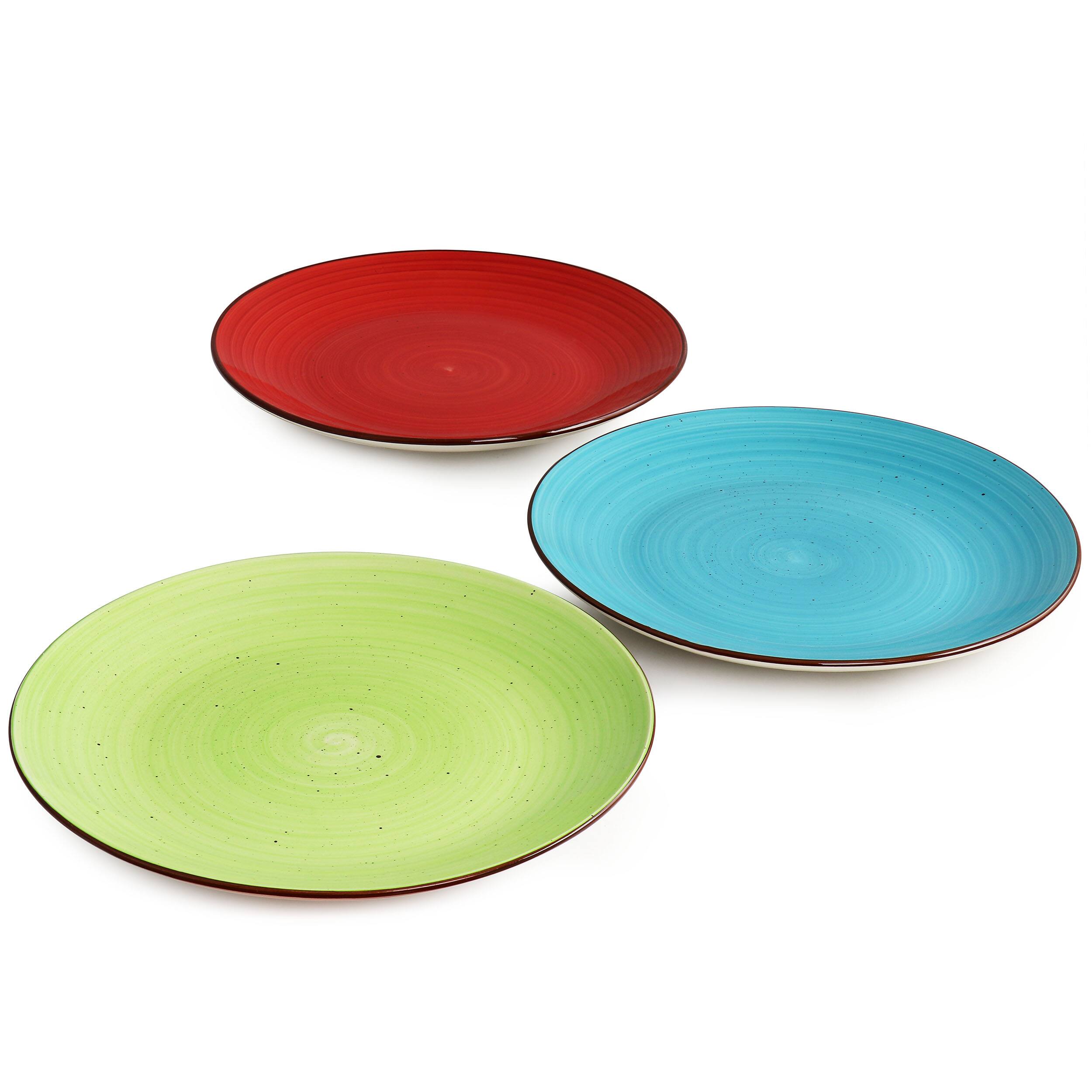 Back. Elama - Elama Sebastian 6 Piece Stoneware Dinner Plate Set in Assorted Colors - Multi.