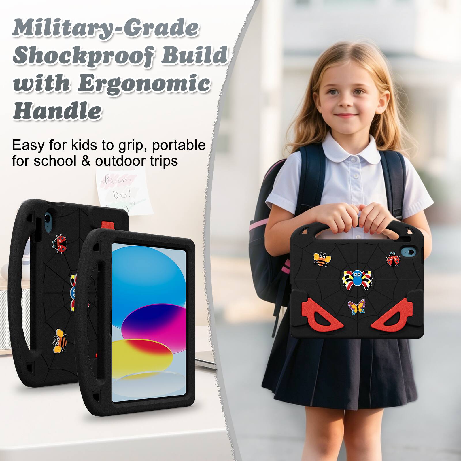 Military-Grade Shockproof Build with Ergonomic Handle

Easy for kids to grip, portable for school & outdoor trips