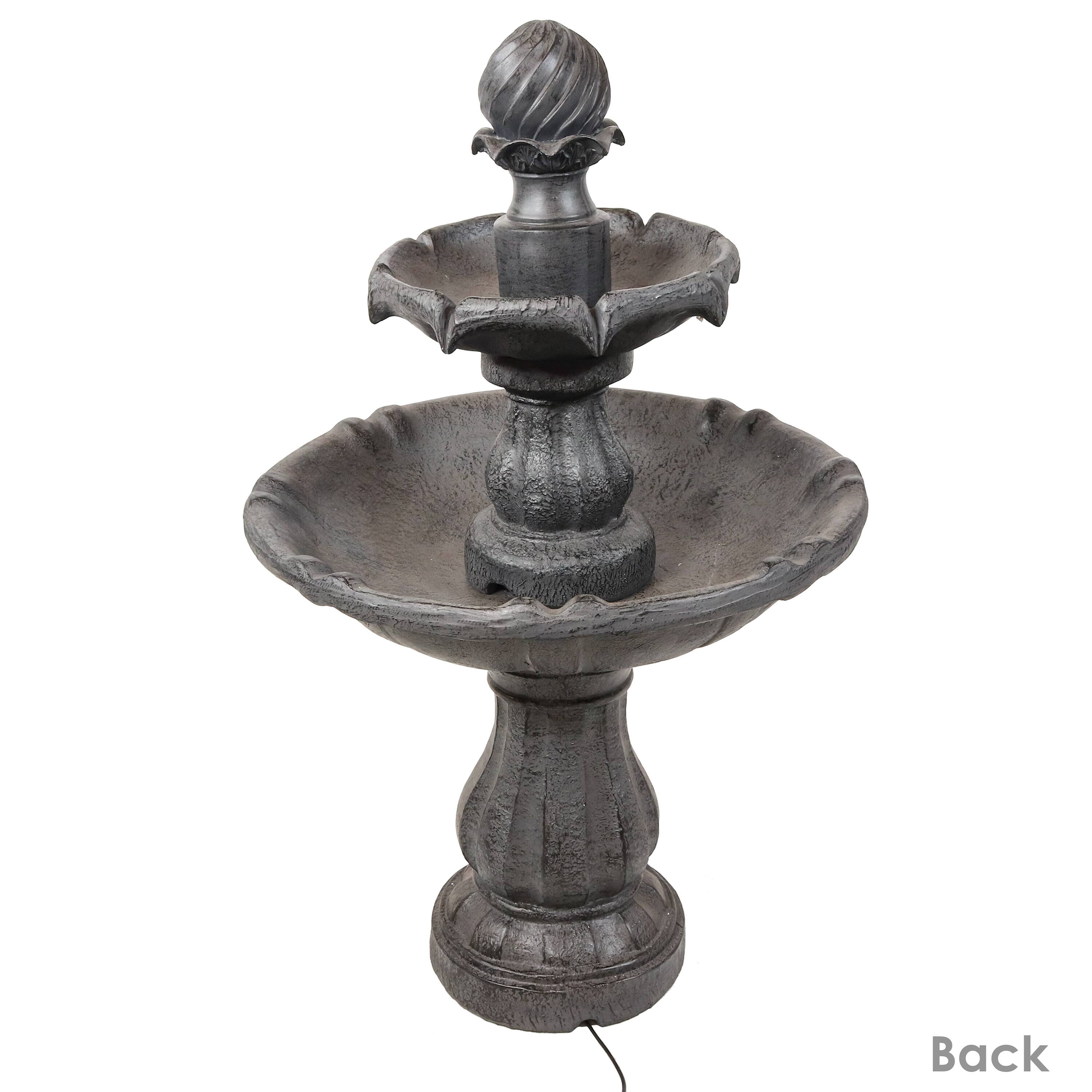 Alt View 10. Sunnydaze - Resin Outdoor 2-Tier Solar Water Fountain with Battery - Black.