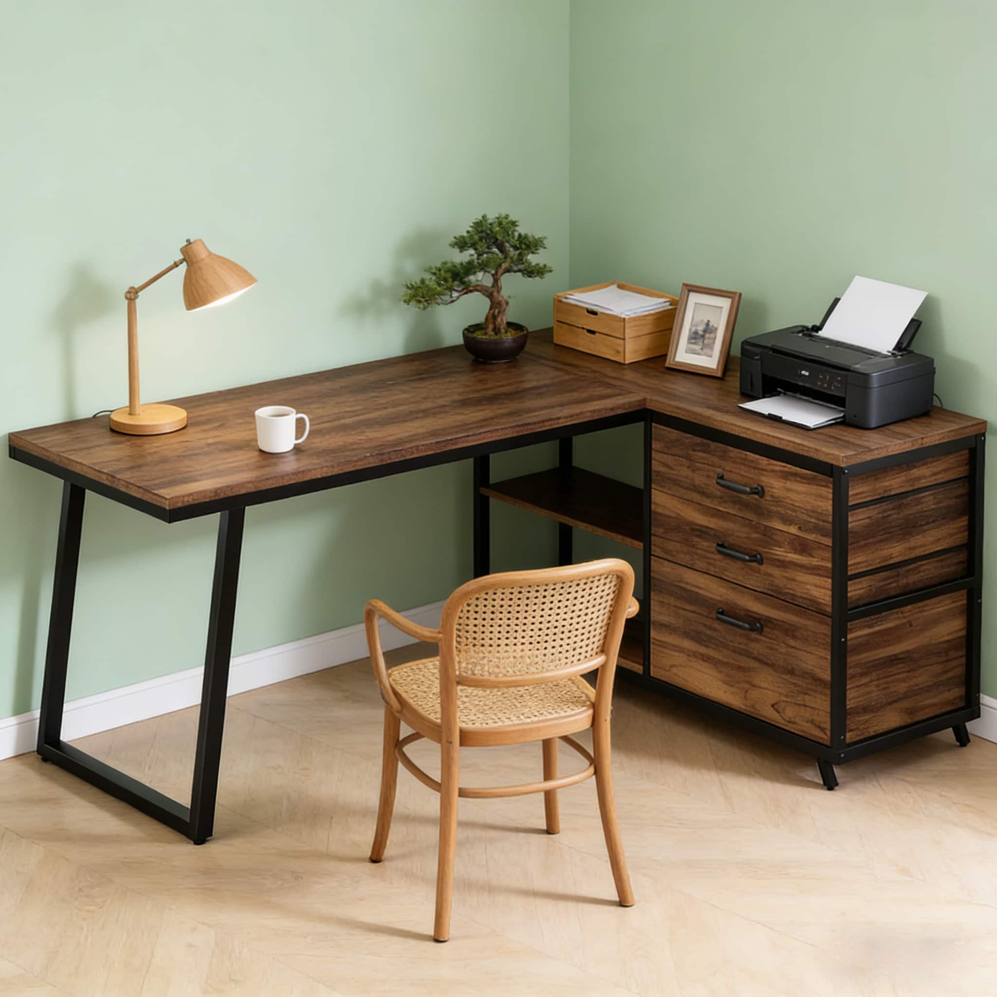 Forest'nSky - Extensive Office Desk,Computer Desk,Elegant Writing Desk - Brown