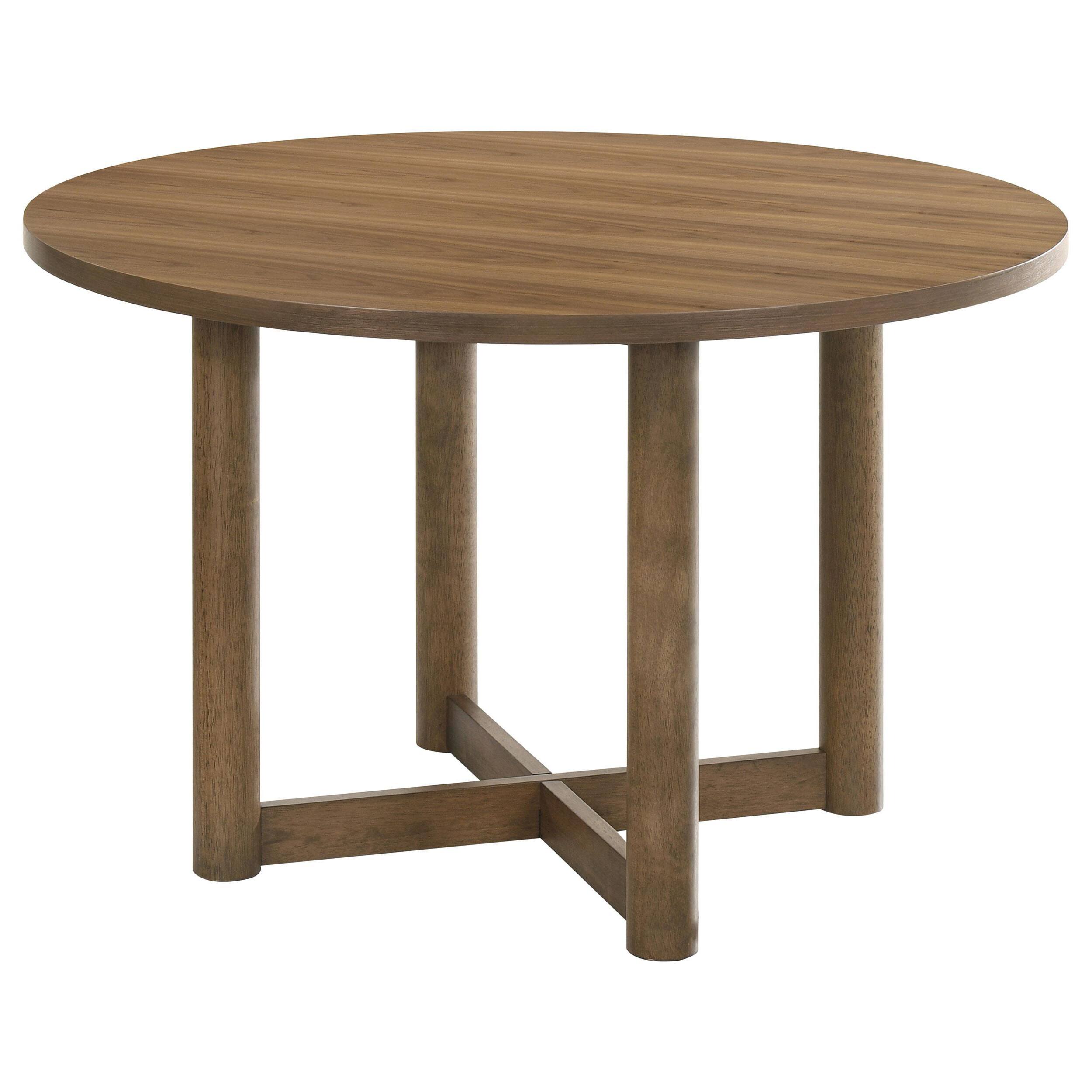 Alt View 2. Manhattan Lane - Billie Dining Table, Wood Frame, Cross Legs, Round 46 Inch - Brown.