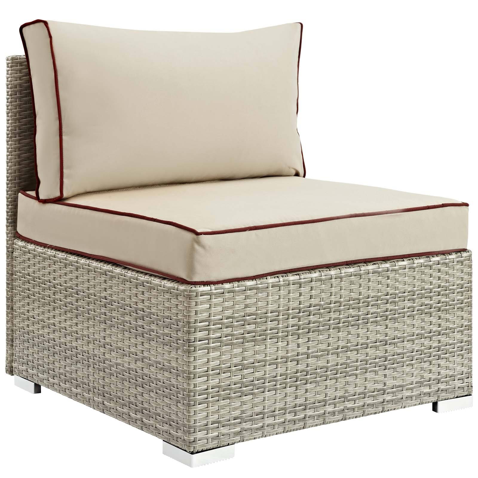 Angle. Modway - Repose Outdoor Patio Armless Chair by Modway - Light Gray Beige.