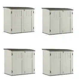 Suncast - 34 Cubic Feet Horizontal Backyard Storage Stow Away Shed, (4 Pack) - Ivory