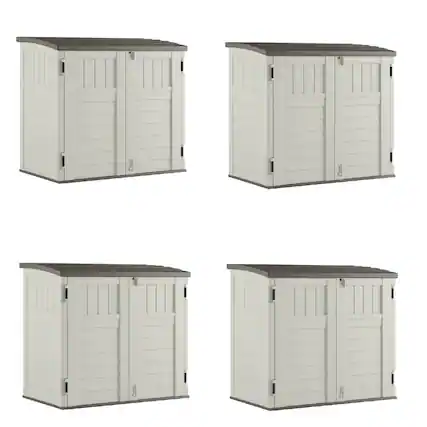 Front. Suncast - Suncast 34 Cubic Feet Horizontal Backyard Storage Stow Away Shed, Ivory (4 Pack) - Ivory.
