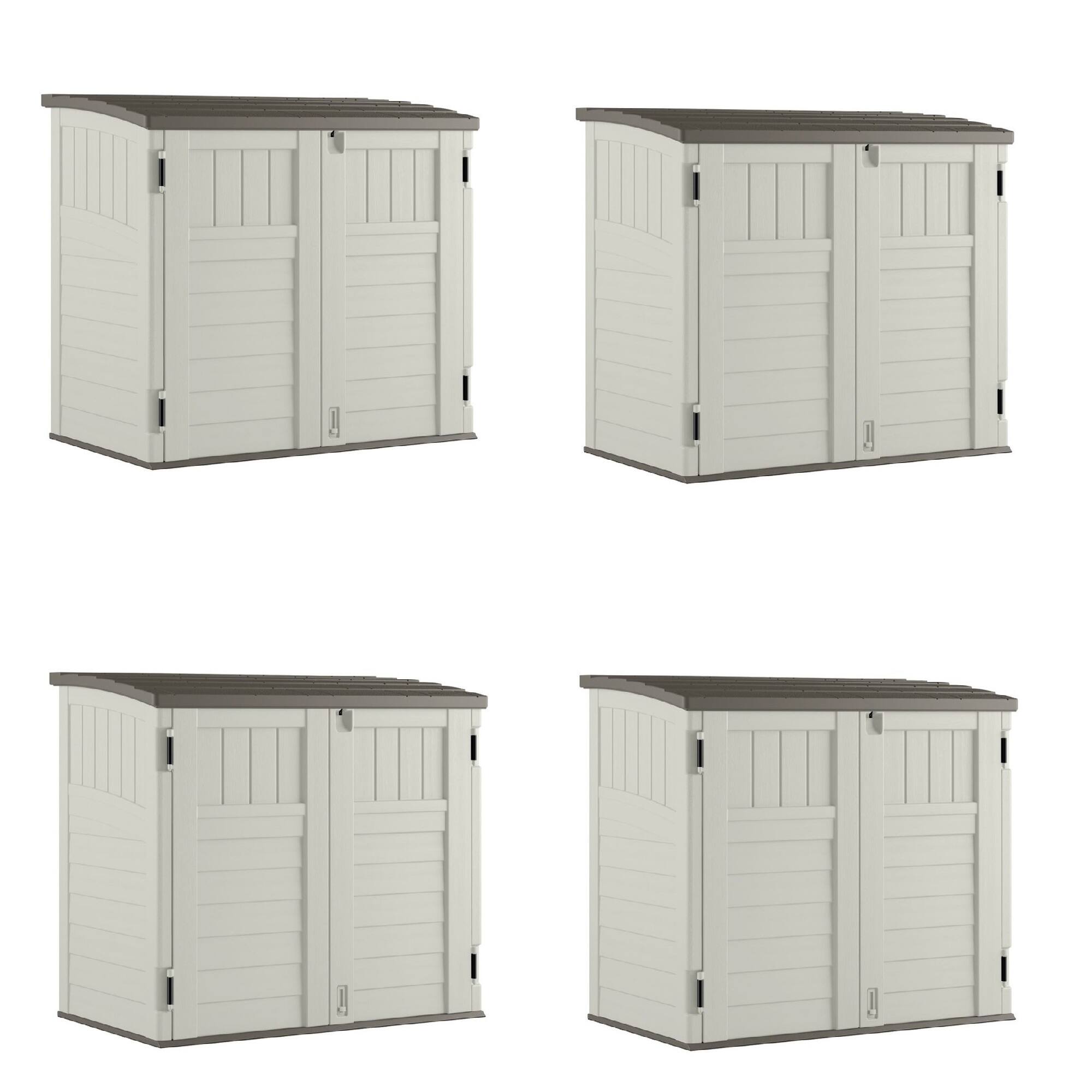 Front. Suncast - Suncast 34 Cubic Feet Horizontal Backyard Storage Stow Away Shed, Ivory (4 Pack) - Ivory.