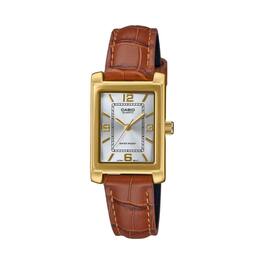 Casio - Women's Dial Analog Watch Brown Leather Band - LTP-1234GLL-7ADF - Silver