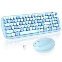 Cedar Assembly - Wireless And Mouse Combo 2.4ghz Retro For Pclaptopdesktopwindows purple Colorful - Blue
