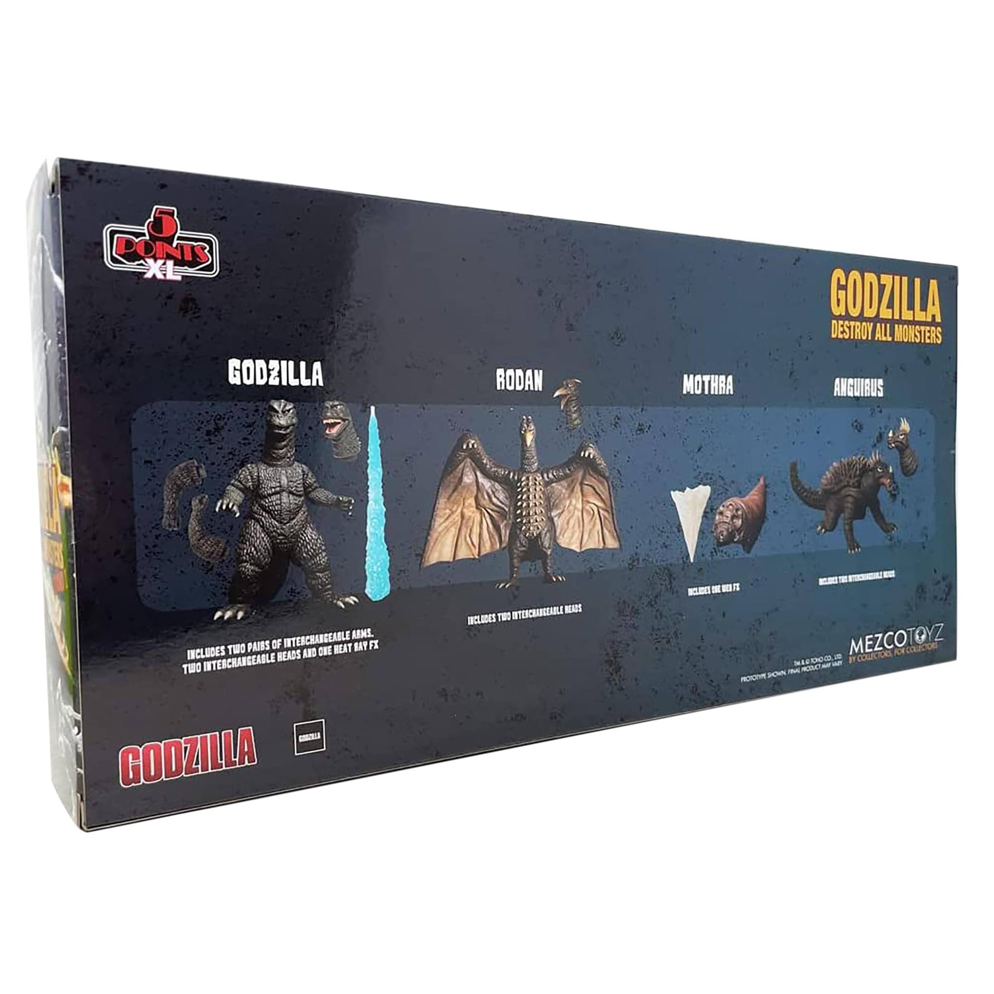 POINTS XL GODZILLA C INTERCHANGEABLE ARMS. TWO PAIRS OF BEAT BIT F INCLUDES READS AND CVE THO INTERCHANGEABLE RODAN ITERCHANGEABLE MO THRA E GODZILLA DESTROY ALL MONSTERS ANGUIRUS MEZCOTOYZ - GODZILLA