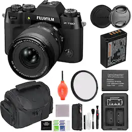 Bundle - Fujifilm - X-T50 Mirrorless Camera with XF 16-50mm Lens (Black) with 58MM Filter, Extra Battery, Charger & More