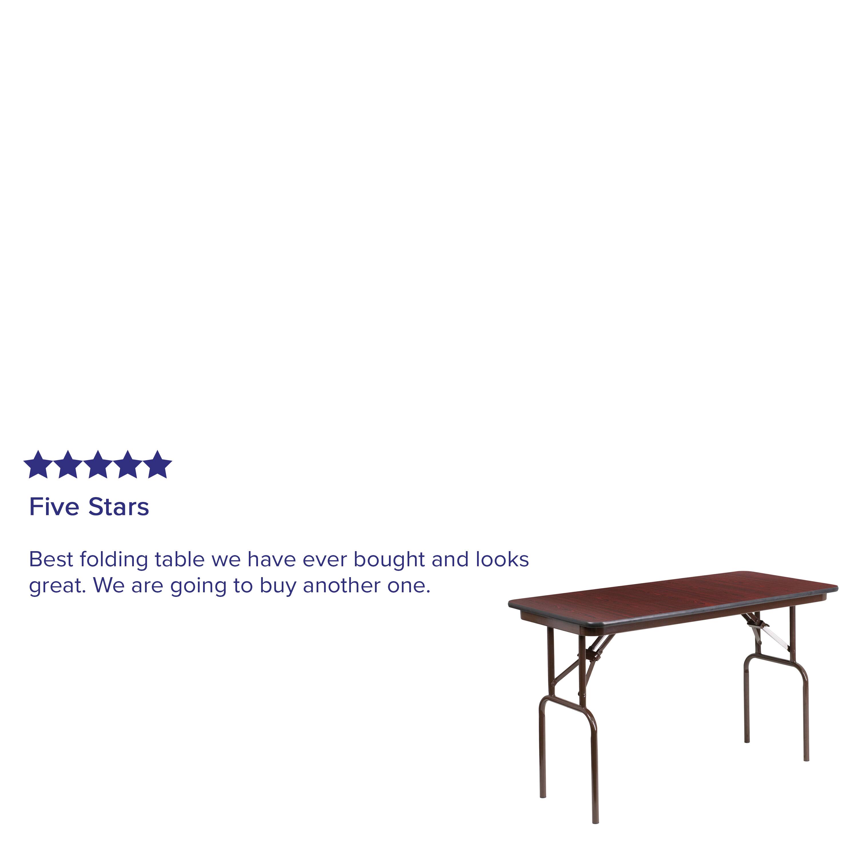 Alt View 13. Alamont Home - 4-Foot Mahogany Melamine Laminate Folding Banquet Table - Mahogany.