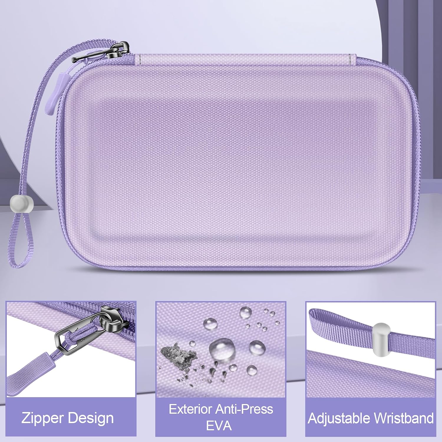 Zipper Design  
Exterior Anti-Press Adjustable Wristband EVA