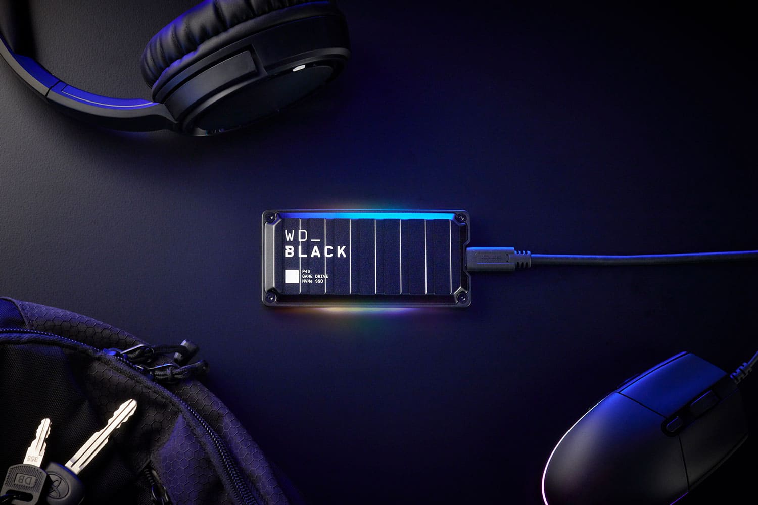 Alt View 15. WD - BLACK P40 Game Drive for PC, PS4, PS5 and Xbox 1TB External USB 3.2 Gen 2x2 Portable SSD - Black.