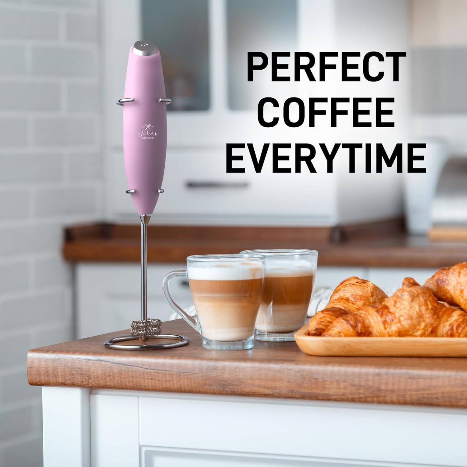 Zulay Kitchen Powerful Double Whisk Milk Frother Handheld Foam