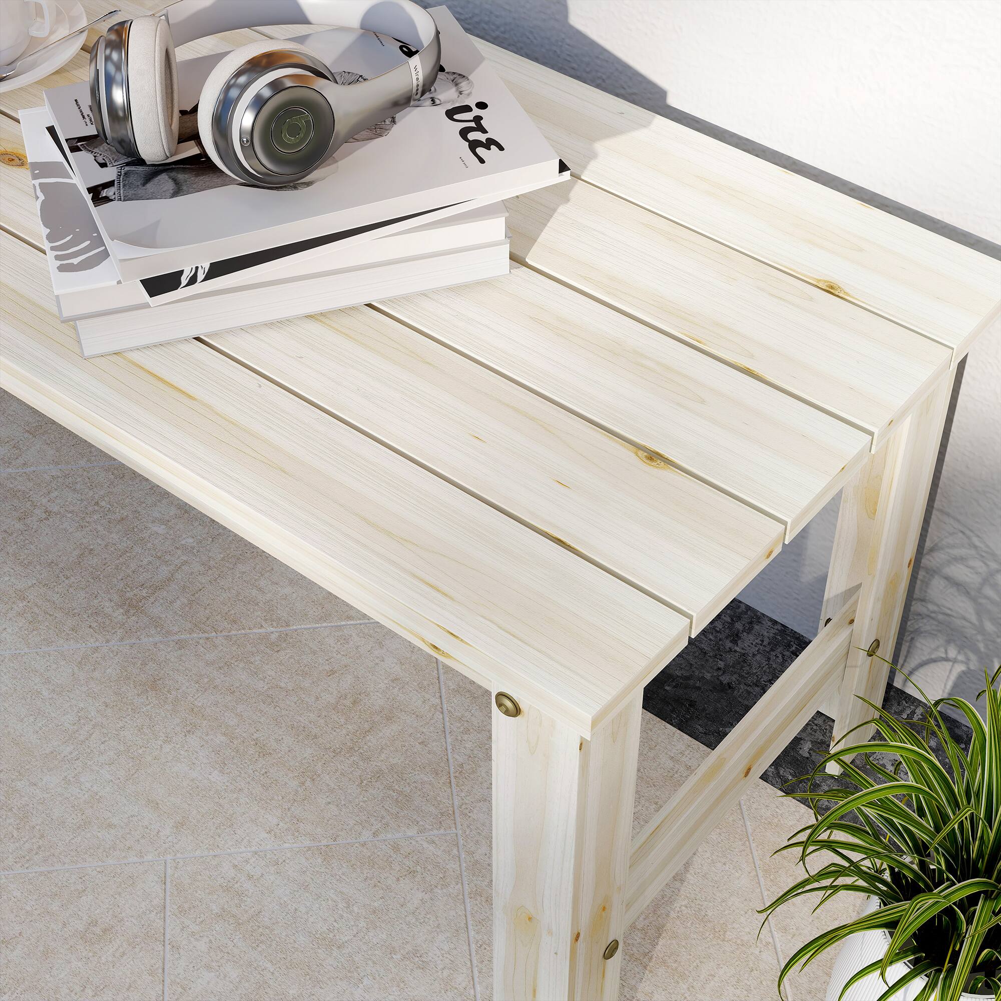 Alt View 8. Outsunny - 2-Seat Wood Garden Bench, Patio Bench Outdoor Bench with Slatted Seat, Backless Front Porch Bench for Park, Garden - Natural Wood.