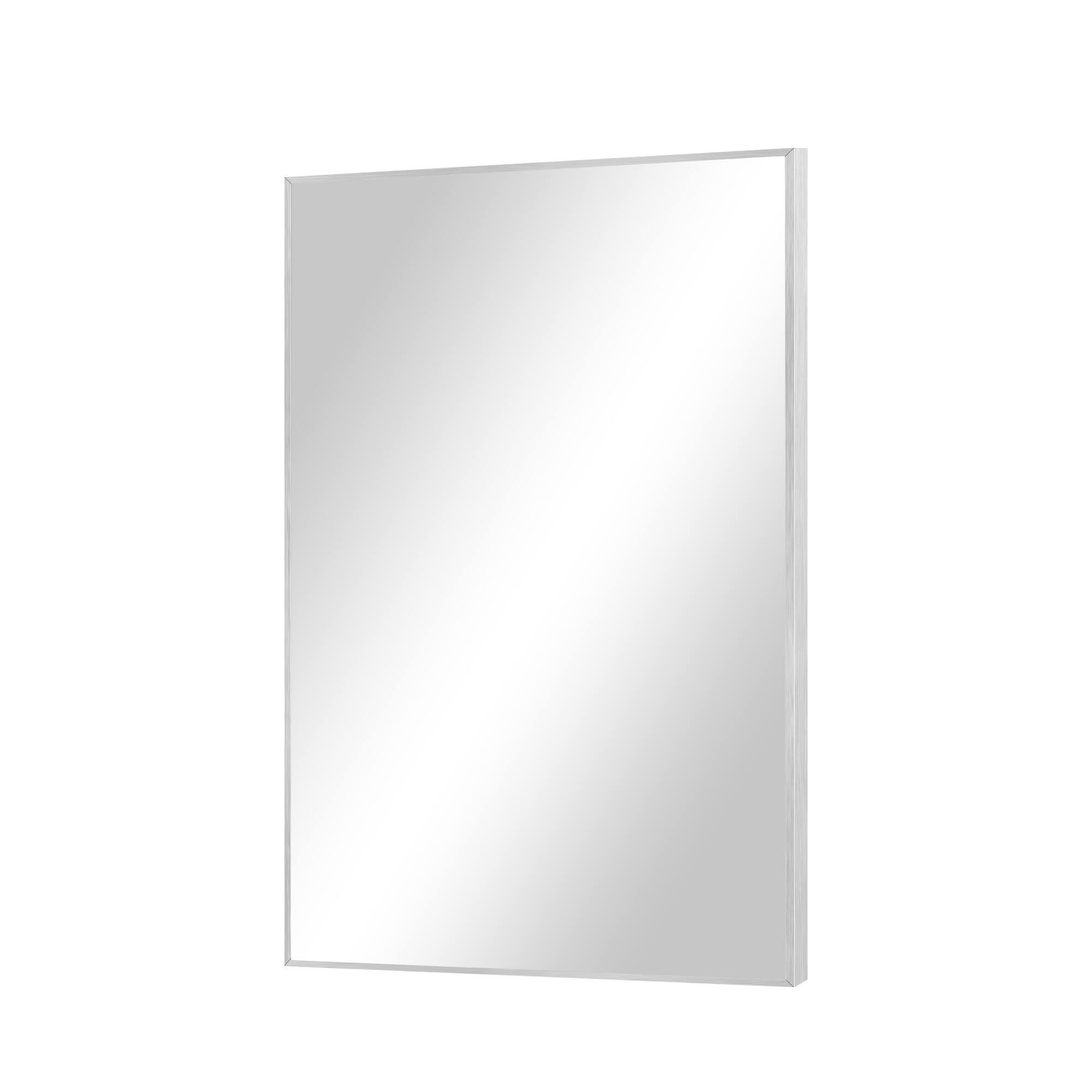Angle. PexFix - Modern Metal Frame Bathroom Mirror, 26x38 in. Rectangle, Wall-Mounted for Vanity & Powder Room - Silver.