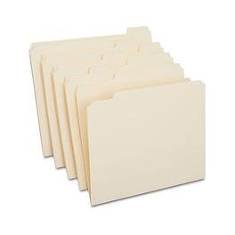 Staples - 30% Recycled Reinforced File Folders, 1/5-Cut Tab, Letter Size, 100/Box (ST509000/509000) - Manila