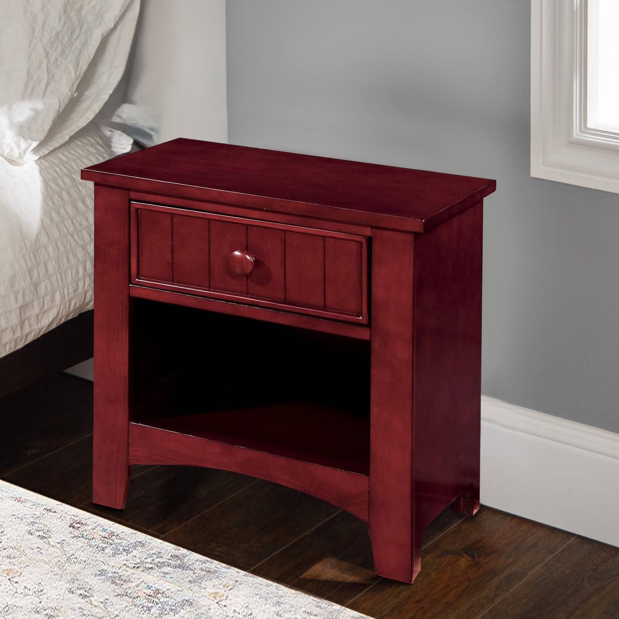Alt View 4. Manhattan Lane - Wooden Night Stand With One Drawer And Open Shelf - Brown.
