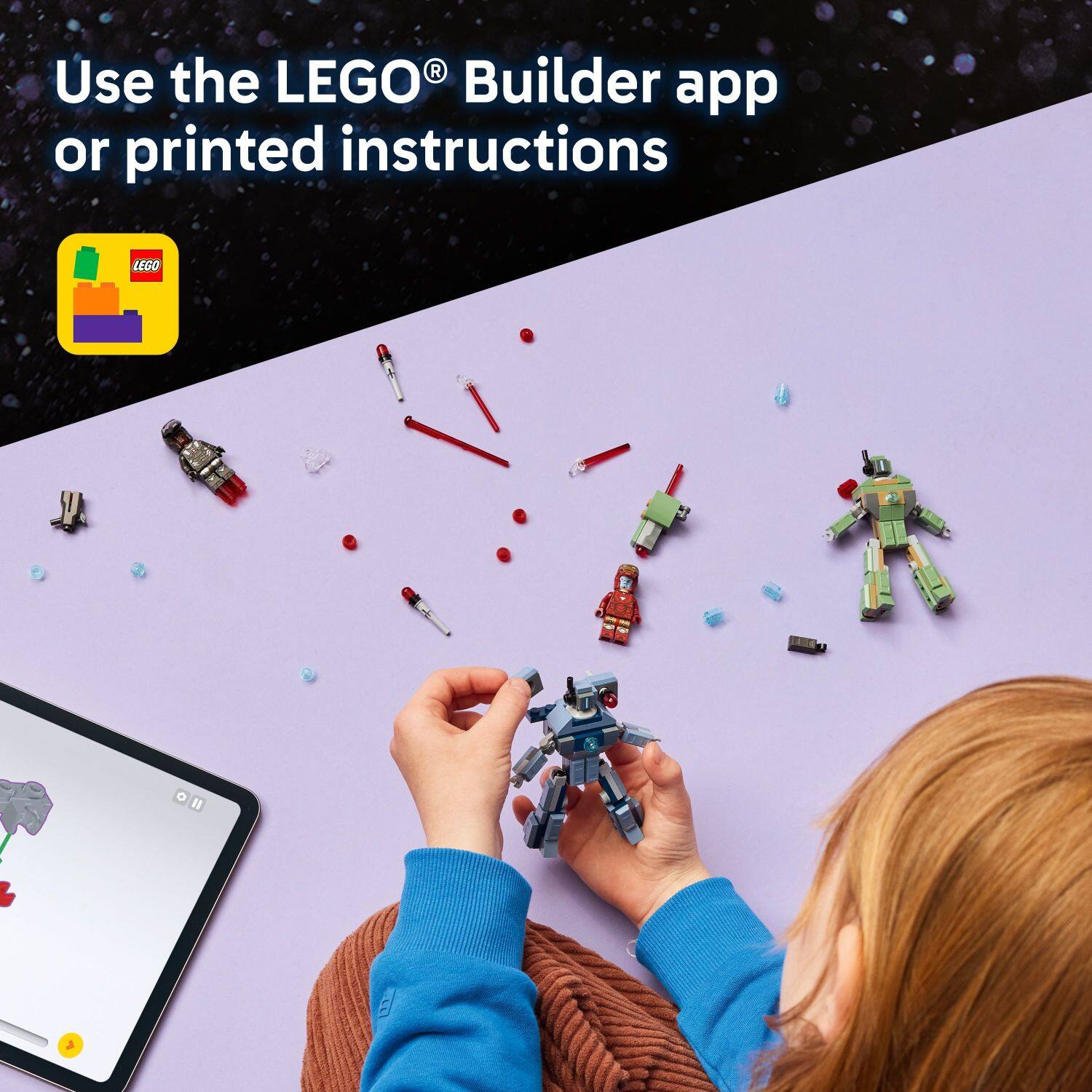 Use the LEGO Builder app or printed instructions.