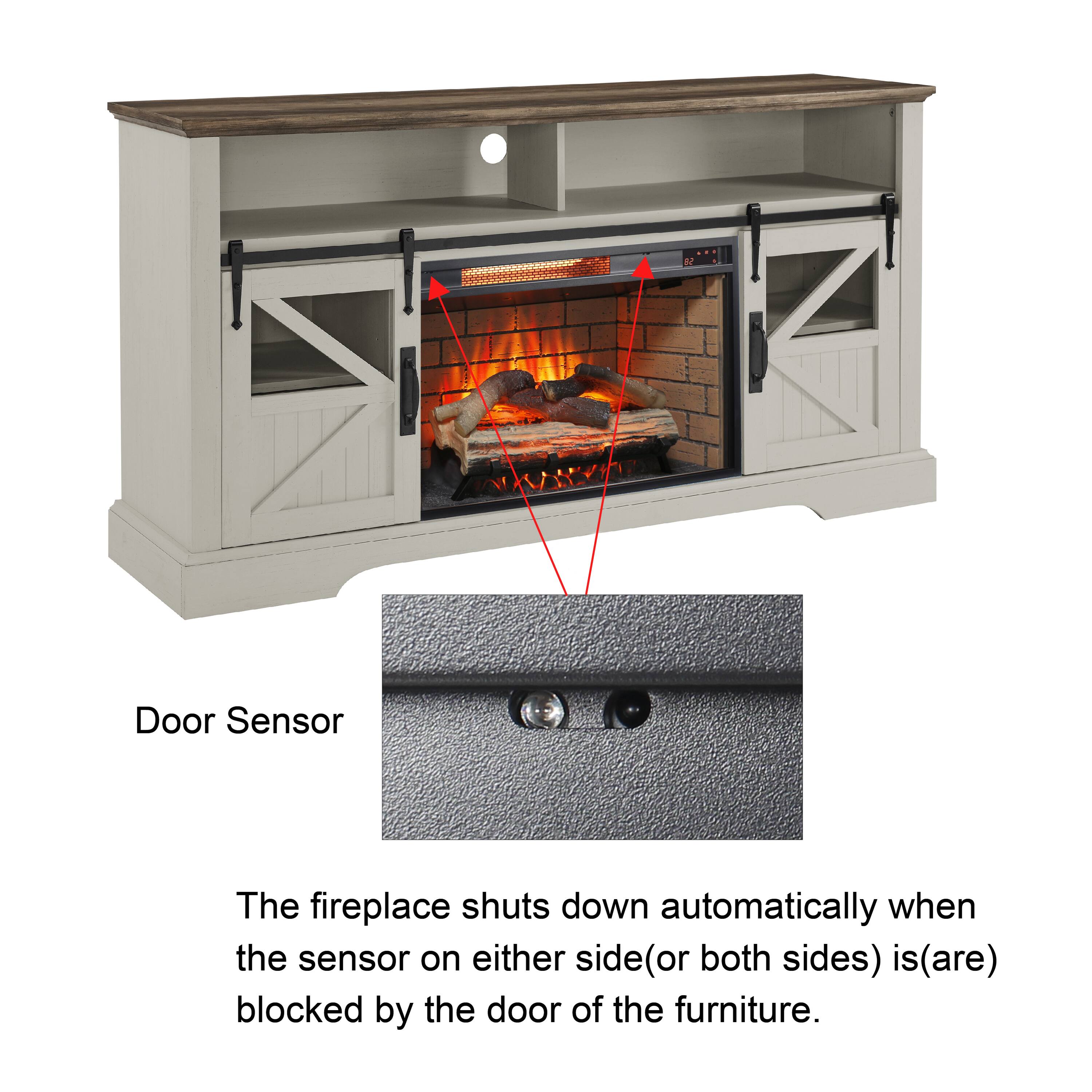 Door Sensor

The fireplace shuts down automatically when the sensor on either side (or both sides) is (are) blocked by the door of the furniture.