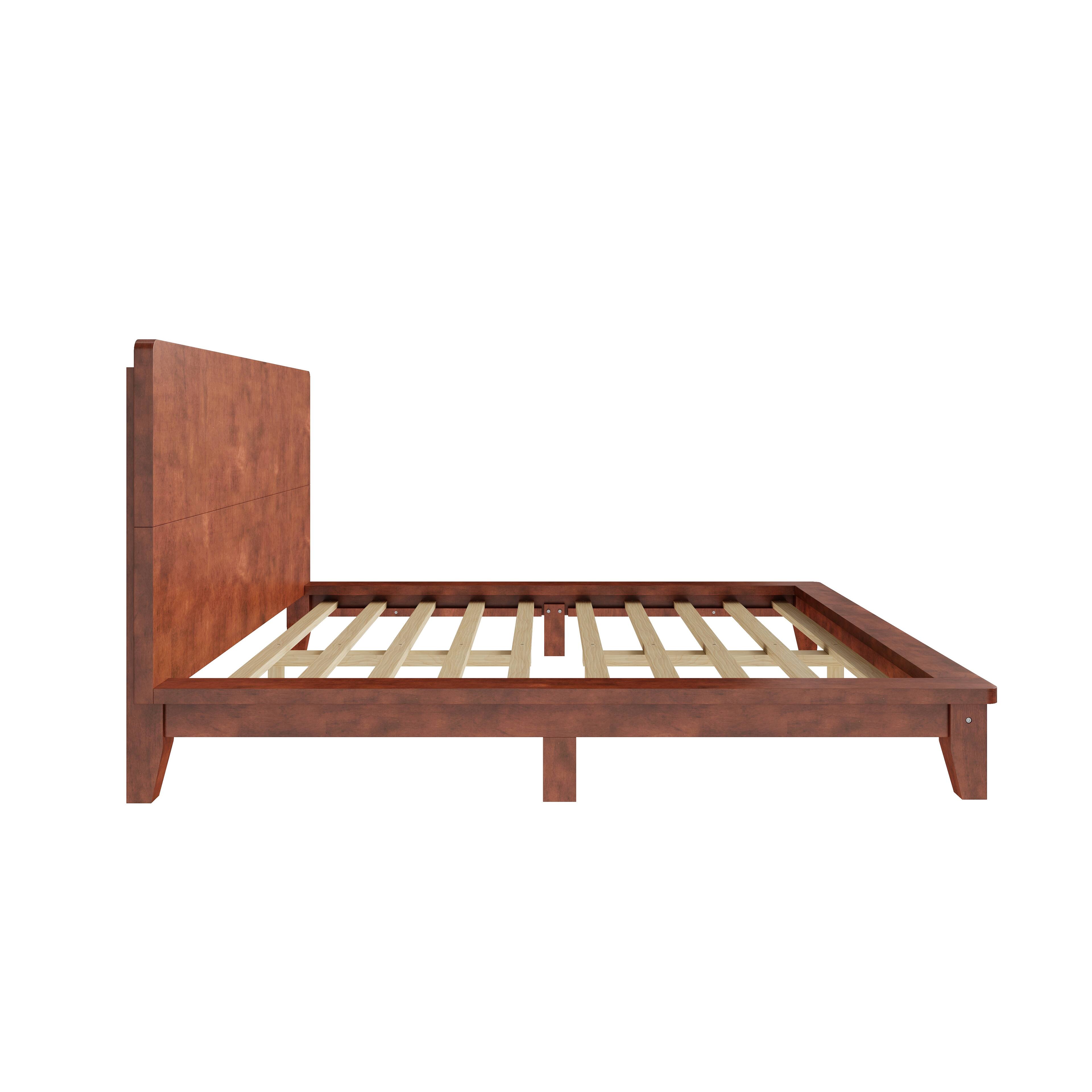 Alt View 1. Whisen - Wood Platform Bed Frame with Headboard, Sturdy Bed Support for Bedroom - Brown.