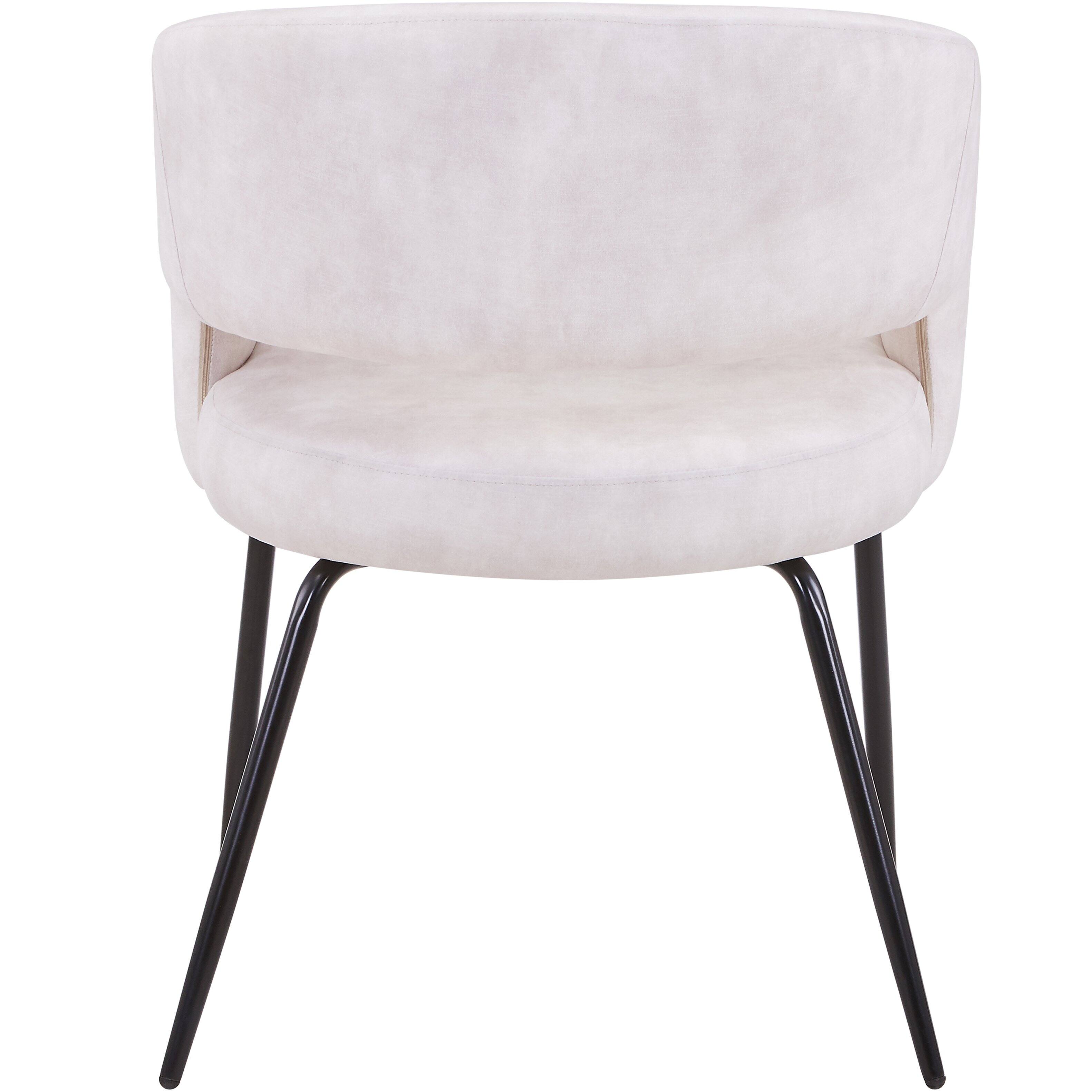 Alt View 4. LeisureMod - Gavin Modern Upholstered Dining Chair, Open Back Velvet/PU Leather Accent Chair with Metal Legs - Beige Velvet.