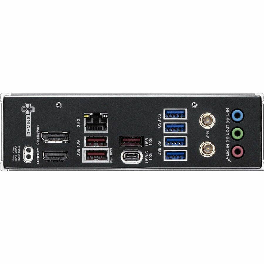 GAMING DisplayPort Clear CMOS Dutton Fesh SOIe Duton 8 HOMI 2.5G 10G USB 4 ..  BIOS Flash USB 10G USB-C 10G 5G USB 5G USB x Wi-Fi L-IN  L-OUT  MIC-IN