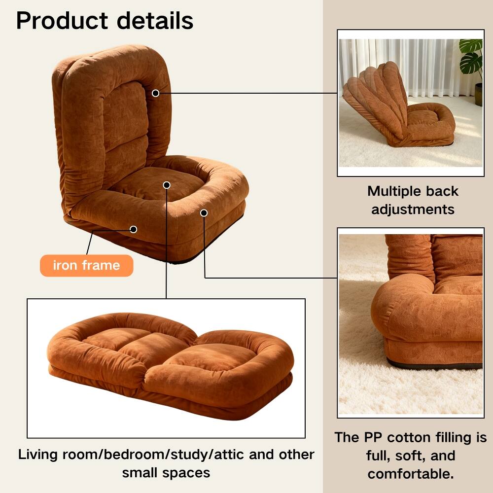 Product details

- Multiple back adjustments
- iron frame
- Living room/bedroom/study/attic and other small spaces
- The PP cotton filling is full, soft, and comfortable.