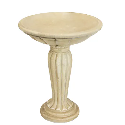 Front. Sunnydaze - Grecian Glass Fiber Reinforced Concrete Bird Bath - 16 in - Antique White.