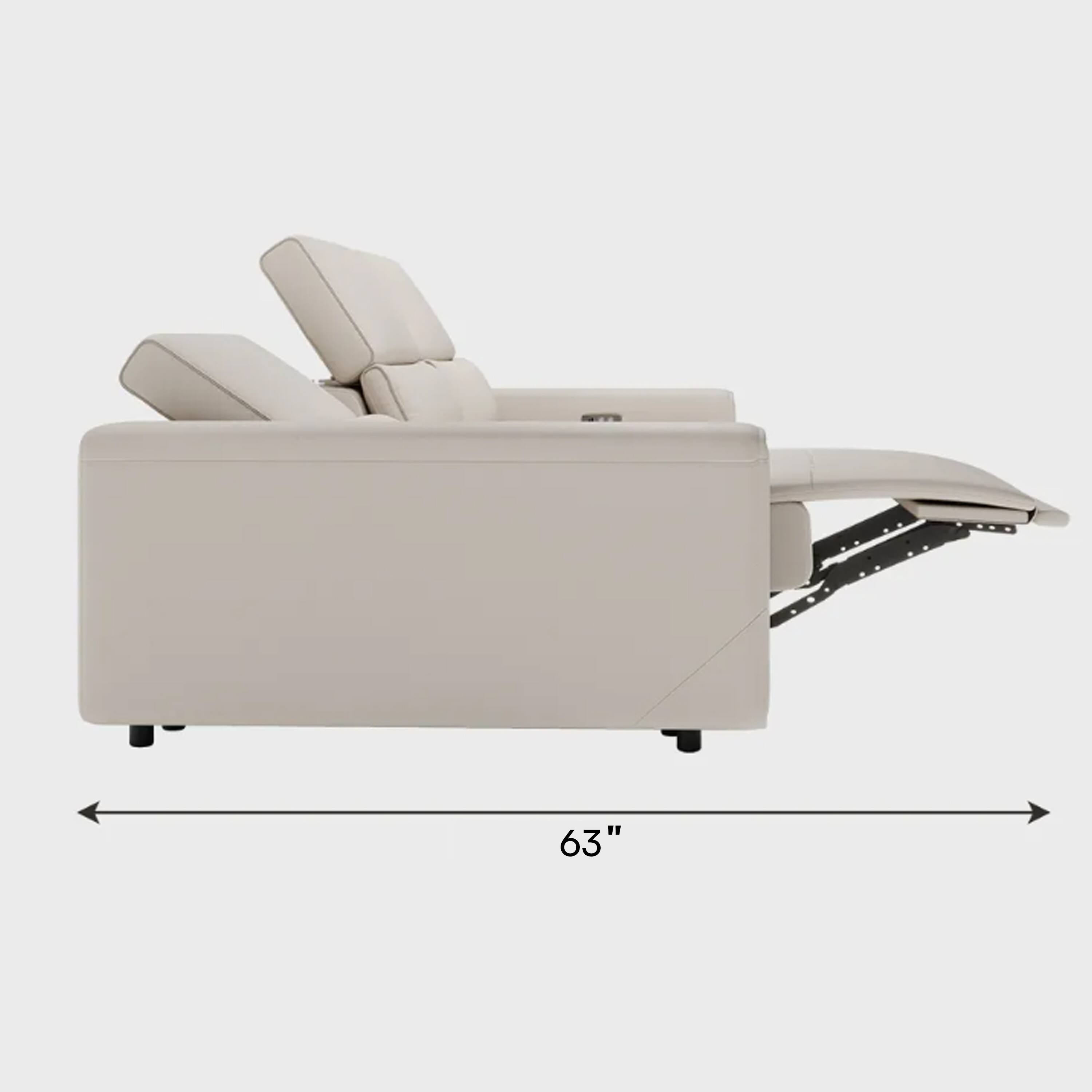 Alt View 7. POVISON - 79" Modern Power Reclining Loveseats Sofa with Dual Charging,  Deep Modular 90°-145° Recline, Luxury Leather,  Black - Beige Sustainable Leather.