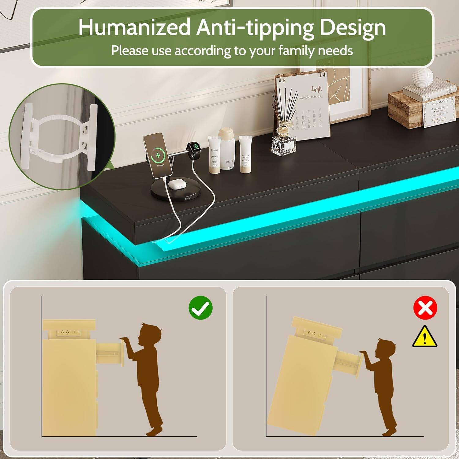Humanized Anti-tipping Design  
Please use according to your family needs