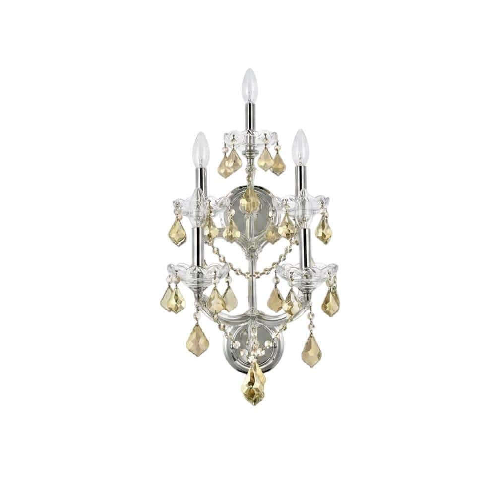 Elegant Lighting - Maria Theresa 5 light Wall Sconce Golden Teak (Smoky) Royal Cut Crystal - Chrome price history on PriceWatchPro