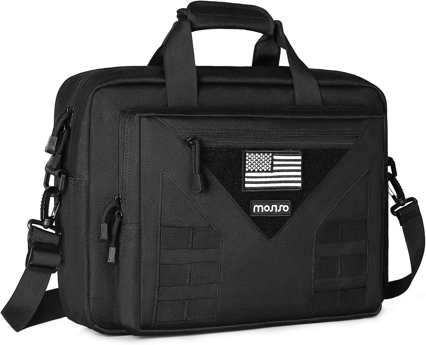 Vulpecula Spade - Tactical Laptop Messenger Shoulder Bag, Adjustable Large Notebook Carrying Sleeve Case Pockets - Black