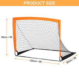 Unique Bargains - Portable Soccer Goals, 4x3' Foldable Soccer Net Set of 2 Folding Goals with Carry Bag for Youth Practice - Orange
