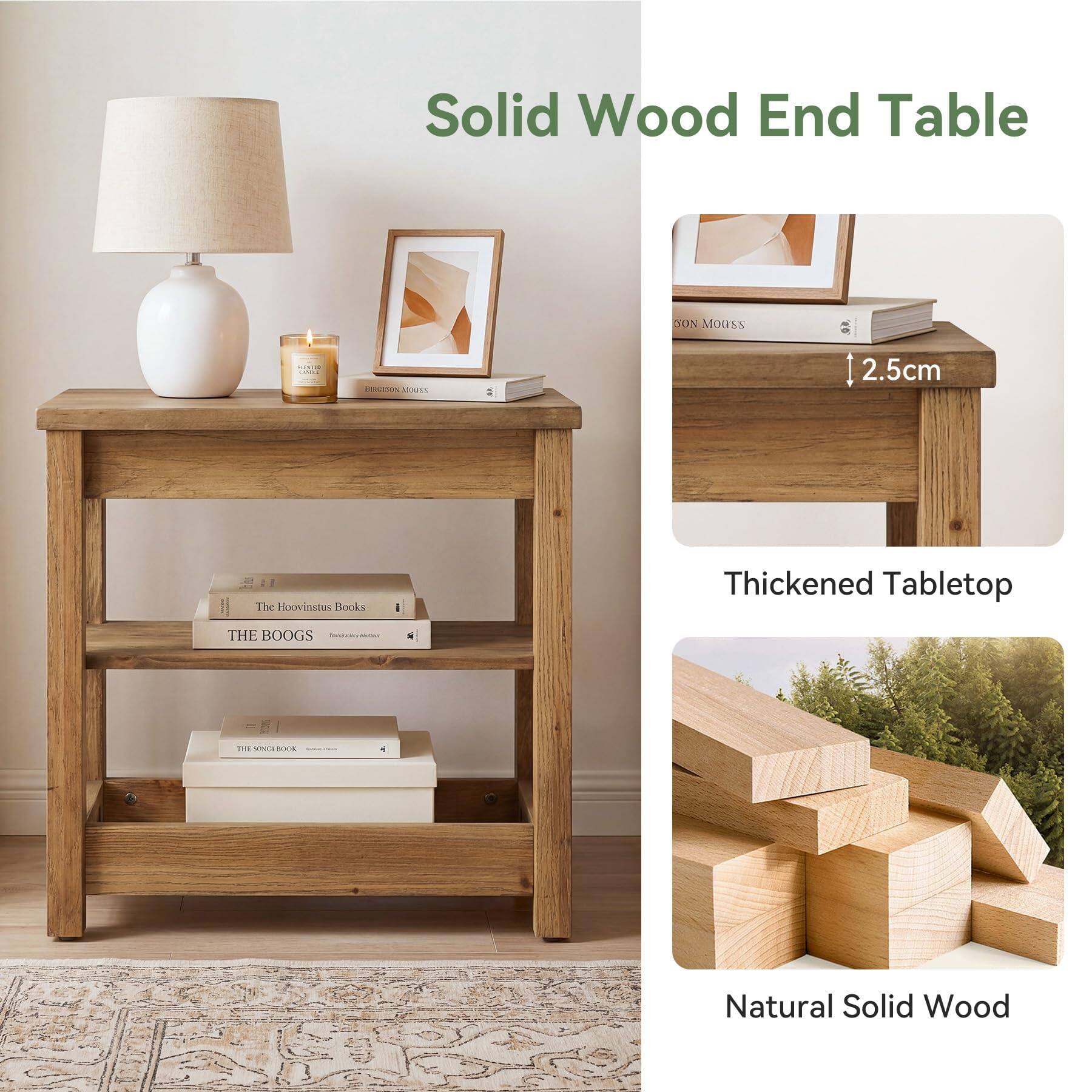 Solid Wood End Table

SON MOUSS  
START IMEE  
BIRCISON MOUSS  
2.5cm  
The Hoovinstus Books  
Thickened Tabletop  
THE BOOGS KARCA so  
THE SING 800K  
4  
Natural Solid Wood