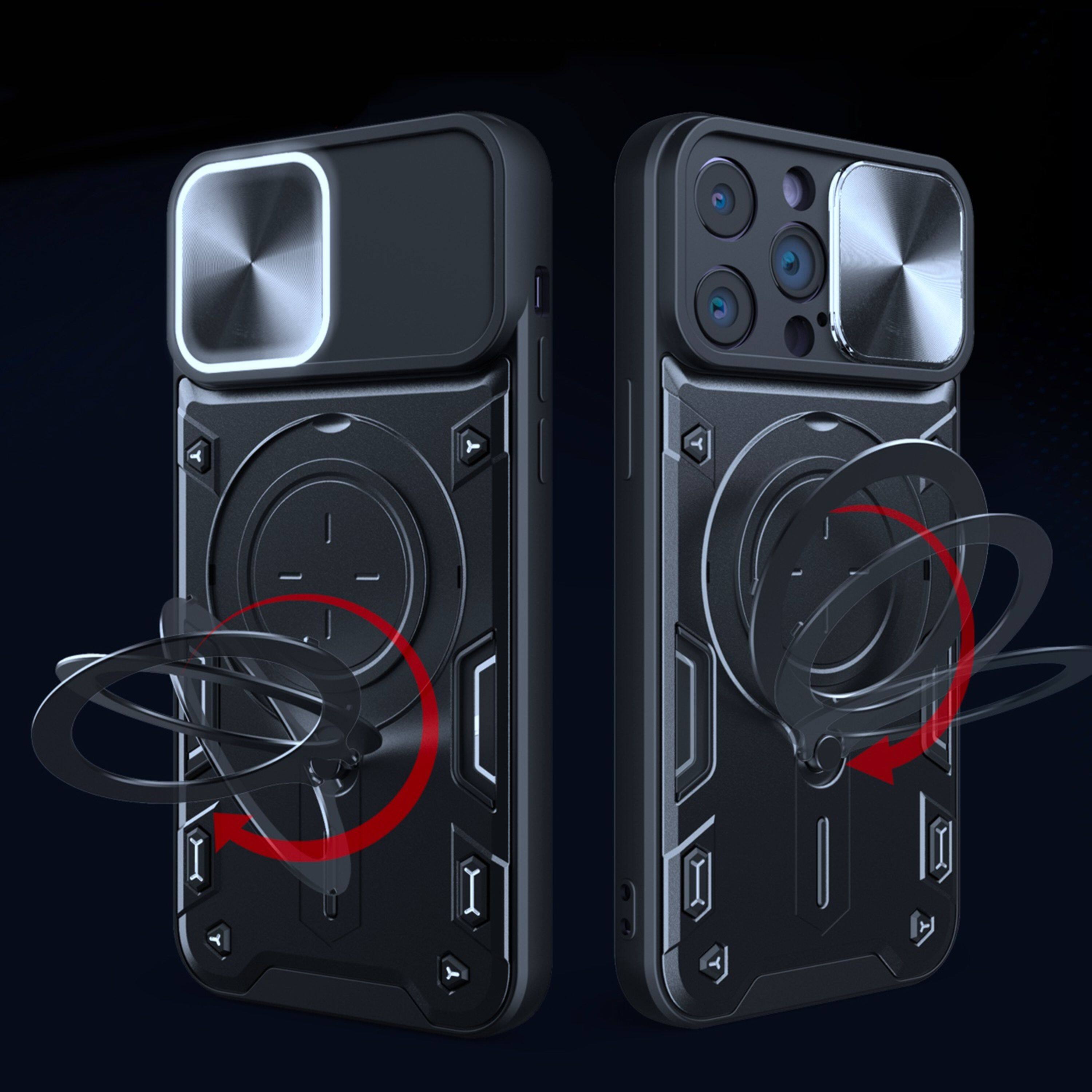 Angle. Kitcheniva - Magnetic Sliding Lens Stand Case For iPhone 14 Pro Max Black - Black.