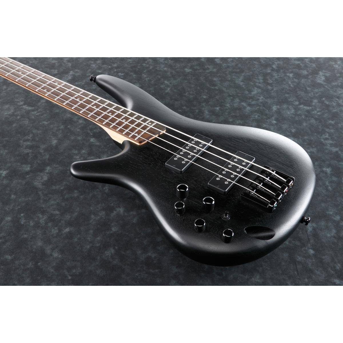 Alt View 3. Ibanez - Ibanez SR300EBL SR Standard Electric Bass Left-Handed Guitar, White Dot Inlay Rosewood Fretboard, Weathered Black.