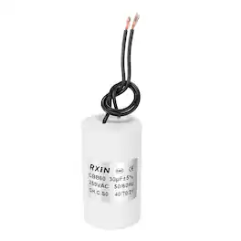 Unique Bargains - 30uF CBB60 Running Capacitor, AC 250V Cylinder 2 Wire for Air Conditioner, Compressor, Washing Machine - White