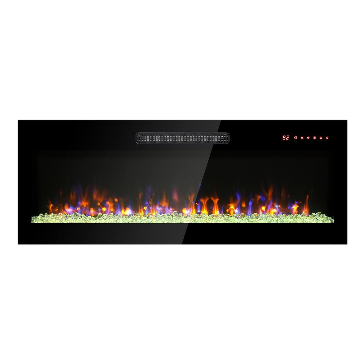Alt View 1. Loheer - Loheer 42 inch electric fireplace Wall Mounted Recessed Heater - Black.